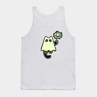 Little Ghost Cat with a Jack O' Lantern Tank Top